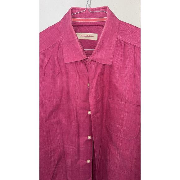 Tommy Bahama Linen Long Sleeve Button Up Short Men’s M Magenta Textured - Picture 4 of 5
